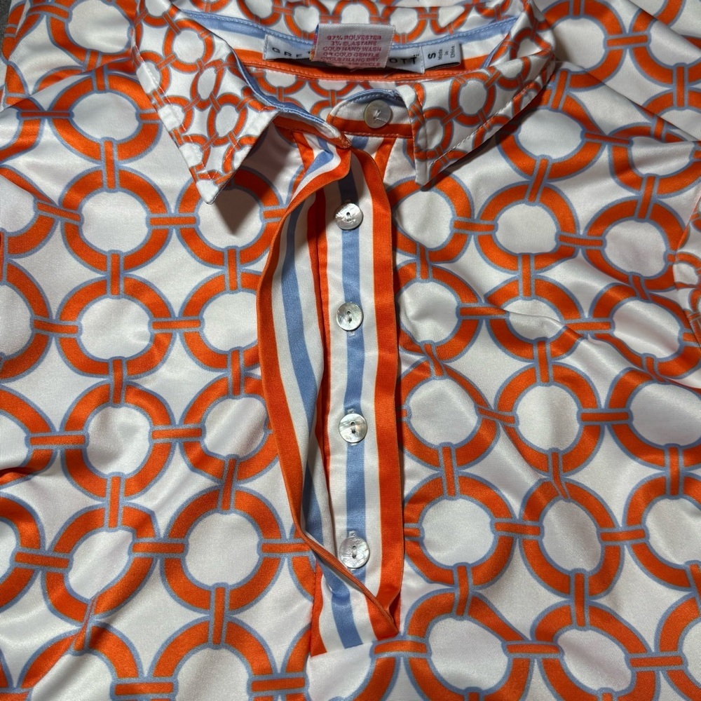 Gretchen Scott Designs Jersey Everywhere Dress Orange Blue size Small - Picture 9 of 11